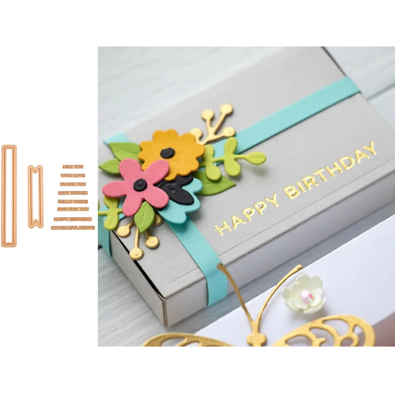Word Banner Metal Hot Foil Dies And Cutting Dies For Scrapbooking