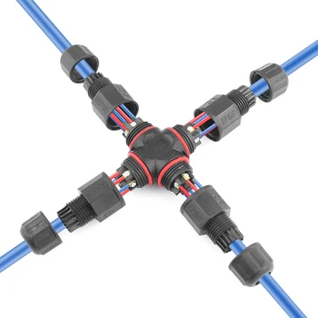

10Pcs IP68 Waterproof Connector Cross T Shape 2 3 4 5Pin Cable Wire Gland Sleeve connector quick connect waterproof Connector