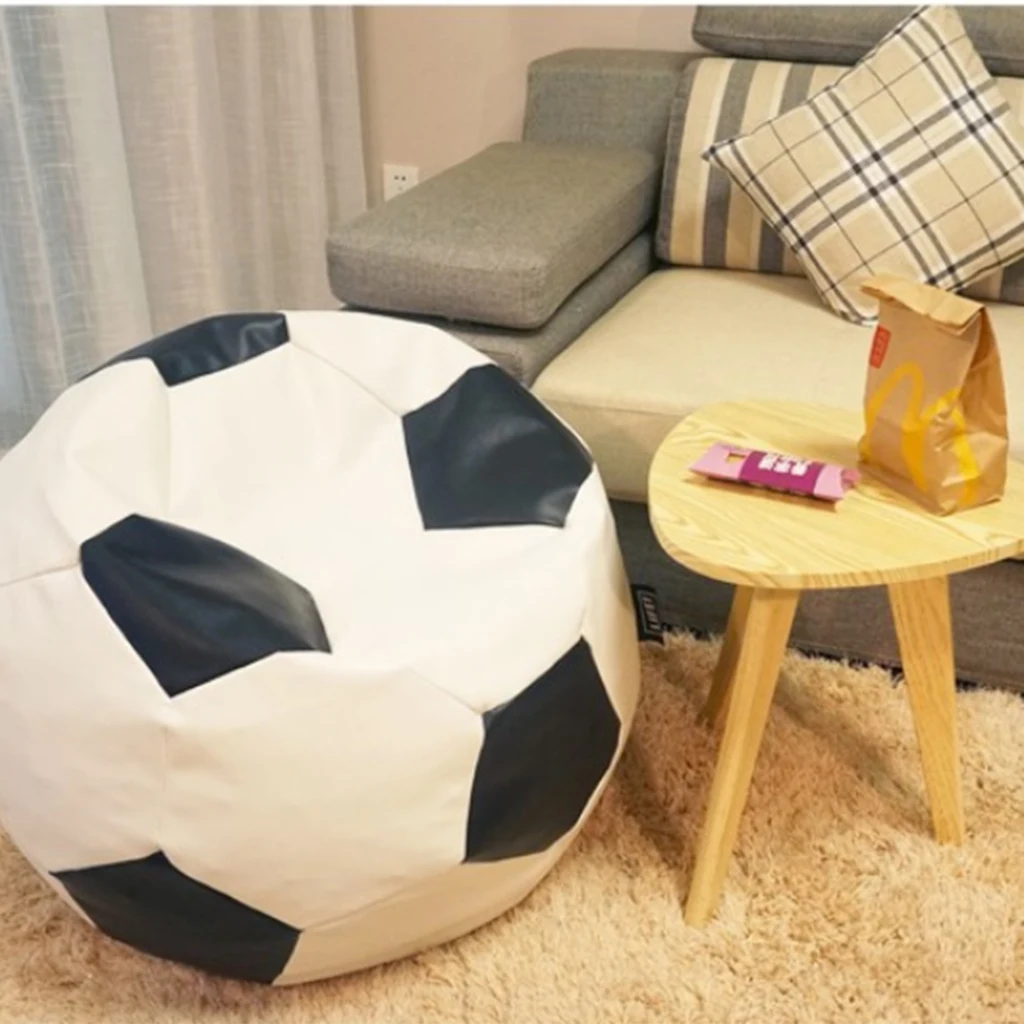 2 in 1 Premium Football Prints Stuffed Animal Storage Bean Bag Chair Cover -LARGE Childrens Plush Toy Organizer for Kids, 80cm