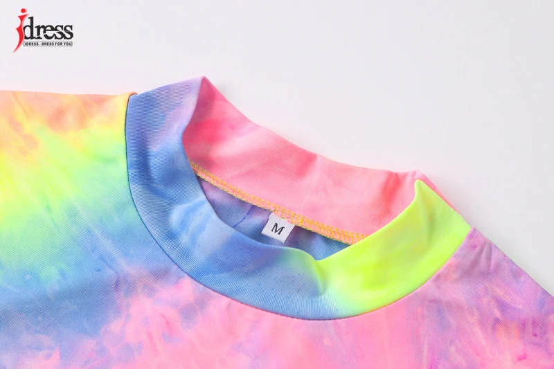 IDress Hot One Piece Tie Dye Party Bodysuits Long Sleeves High Neck Body Suit  (1)