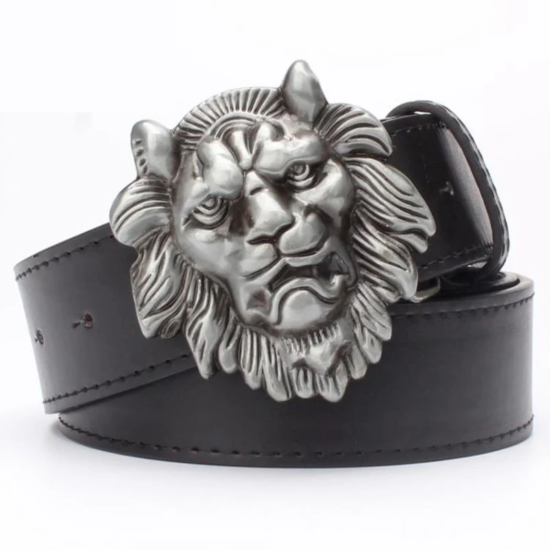 

Metal Lion Leather Belts for Men Women Fashion Lion Head Buckle High Quality Luxury Famous Brand Designer Strap Waist Belts 2020