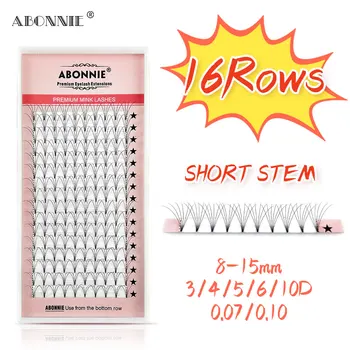 

Abonnie 16 Rows Premade Lash Extensions Short Stem Russian Volume Wide Fans 3D/4D/5D/6D/10D Eyelashes Makeup Premade Lash Fans