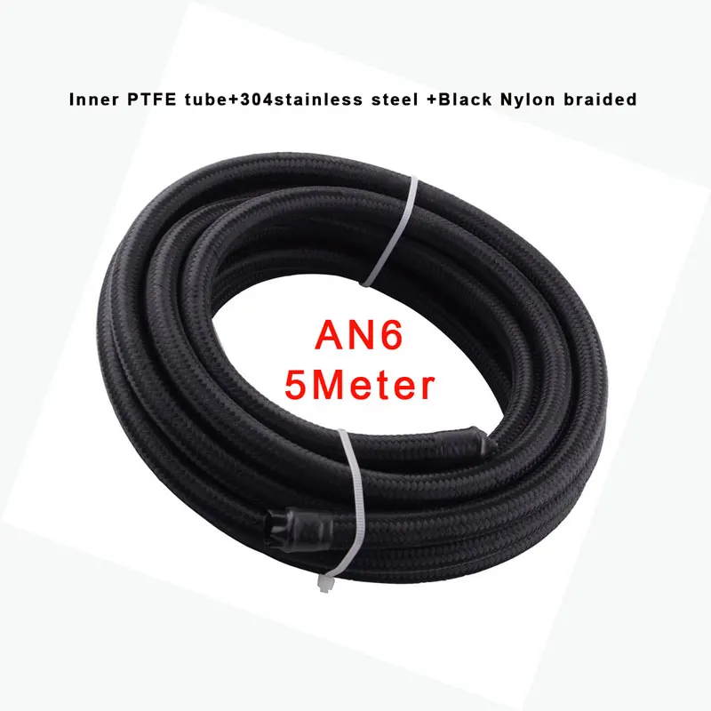 

5M Nylon Braided PTFE AN6-AN6- Fuel Hose Oil Gas Cooler Hose Line Pipe Tube Outside Braided Inside PTFE