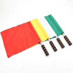 1pc Four-color Track And Field Competition Referee Special Command Flag Stainless Steel Grip Command Soccer Referee Flag