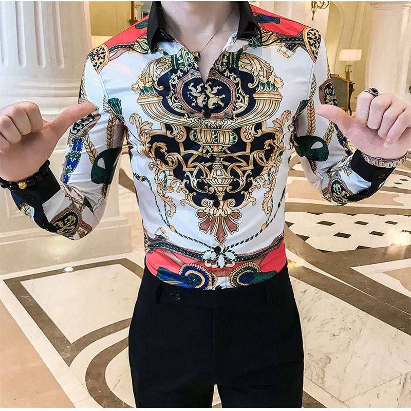 Goede Lente en Zomer 2019 mannen Vijf Mouwen Midden mannen Korte mouwen shirt Sociale Bloem Shirt A236 1963 P55