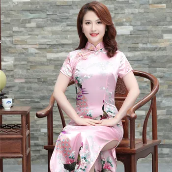 

Short Sleeve Long Women Chinese Dress Large Size 3XL-6XL Sexy Stage Show Clothing Elegant Novelty Traditional Cheongsam Qipao