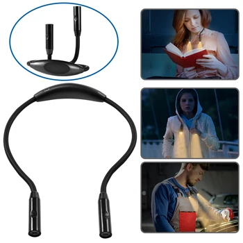 

2 Modes Flexible Neck Hug Book Light LED Reading Lamp Adjustale Brightness USB Rechargable Flashlight Lampe Camping Night Lights