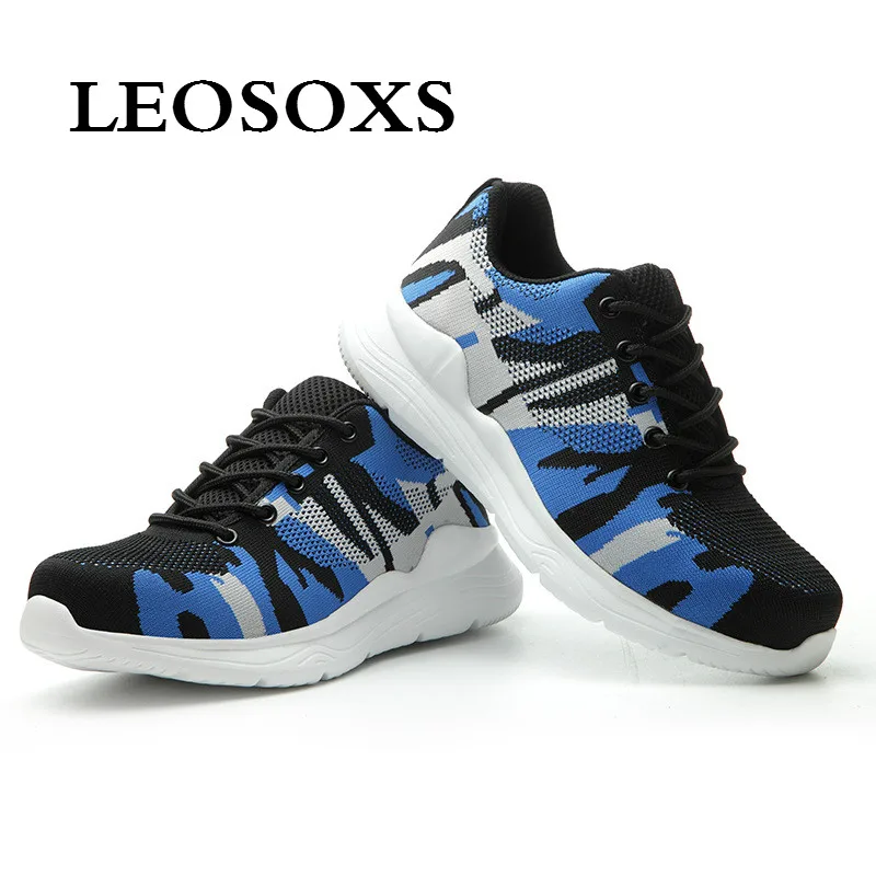LEOSOXS Breathable Security Work Puncture Proof Safety Shoes Casual Boots Comfortable Industrial Shoes Men's Steel Toe Work