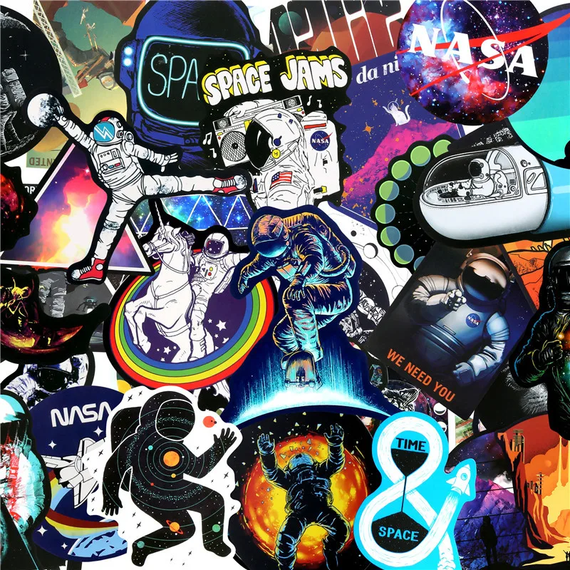 

50PCS Outer Space Anime Astronaut Stickers Laptop Car Suitcase Motorcycle Fridge Bike Bumper Decals Waterproof Stickers Kid Toys