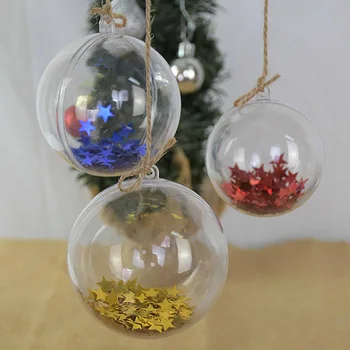 

10pairs Christmas Plastic Ball Christmas Decoration Ball Transparent Ball Christmas Tree Ornament Clear Bauble Gift Present Box