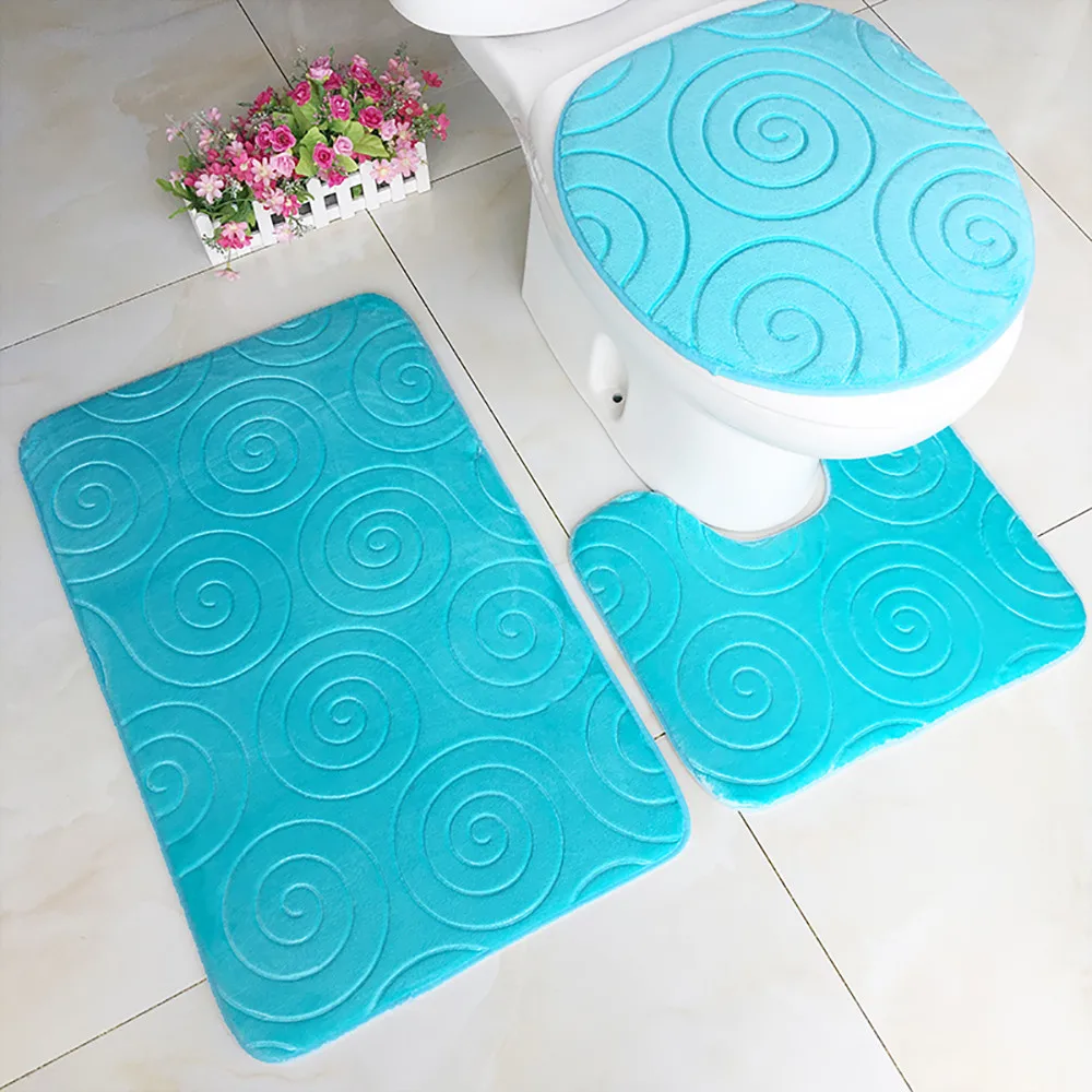 Ванная комната сиденье для унитаза рельефный три части скольжения декоративный коврик набор Ванная Кухня дверной коврик украшение дома 10,4