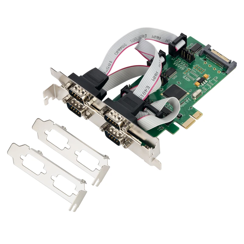 PCI-E PCI Express до 4 портов RS232 плата последовательного доступа Signal сигнал COM карта 1pin или 9 футов блок питания последовательный порт DB9 PCIe контроллер