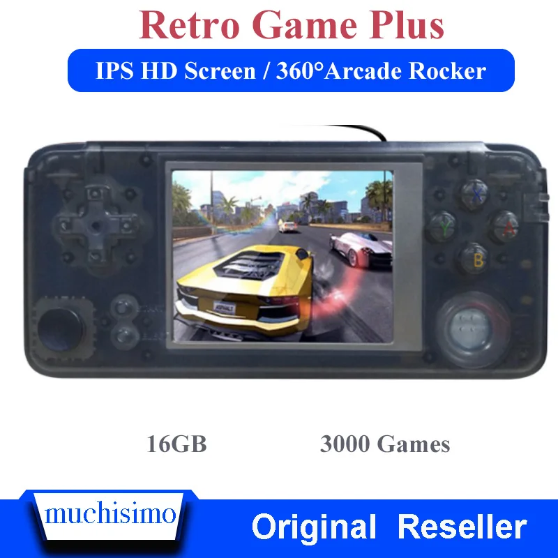16GB RETROGAME Plus портативная игровая консоль 64bit 3,0 дюймов lcd Встроенная 3000 игры портативная игровая консоль