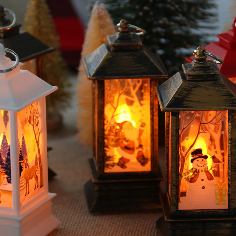 

Merry Christmas Lantern Flashing Light Up Party Bar for Home Santa Deer Snowman Lamp Navidad Decoration New Year 2021 Ornament