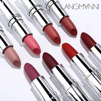 

Langmanni Makeup 8-sided Silver Matte Lipstick Non-stick Lipstick