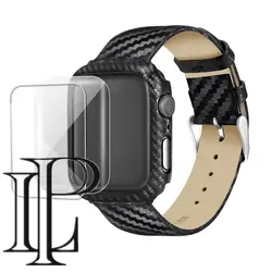Чехол из углеродного волокна + ремешок для Apple watch band 5 4 3 44 мм 40 мм iWatch band 42 мм/38 мм браслет для часов Apple watch 5 4 3 2 1