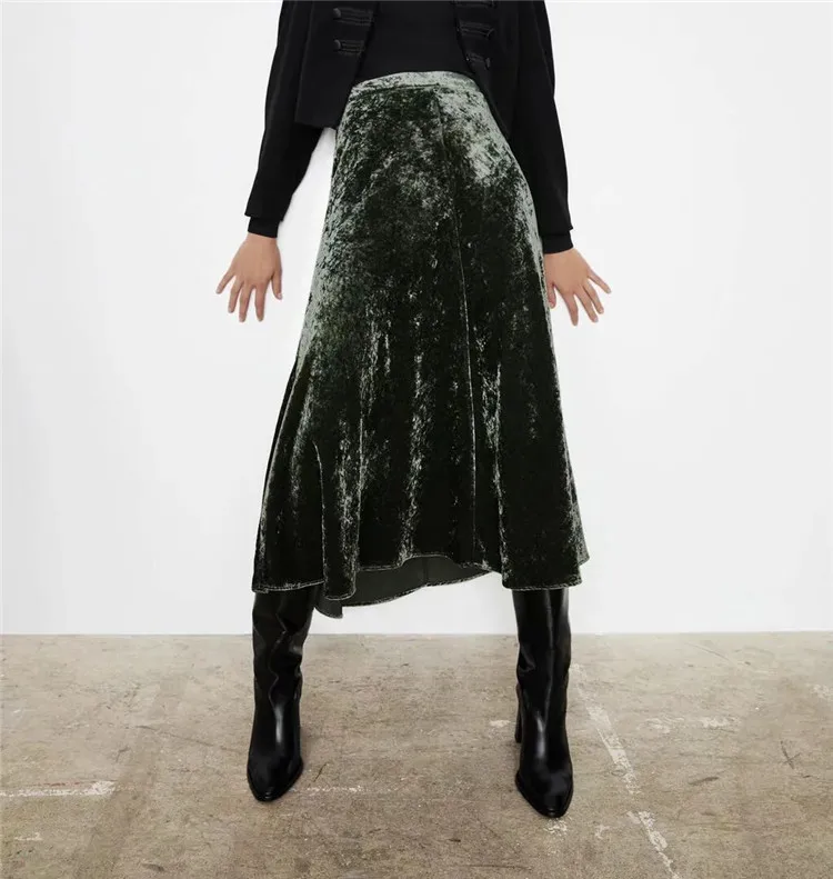 

Autumn/winter Long Suede Soft Gray High Waist Dress Autumn and Winter Long Skirt Temperament OL Fashion Joker Lady Style A Skirt