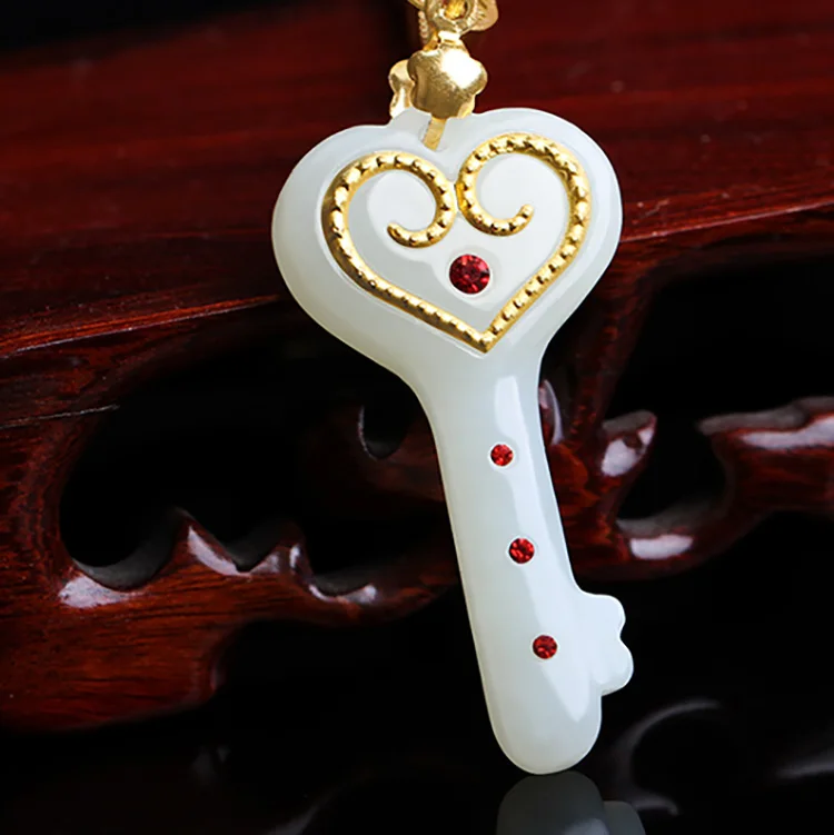 

Best Gift Of Love Jade Style Key Necklace For Male Female Pendant Jewelry Free Shipping Top Quality