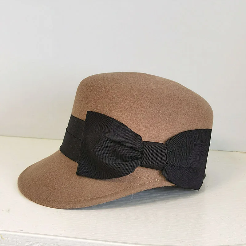 Soft Wool Felt Fedora Hat, Elegant Bow, Cozy Winter Cap, 22-23\