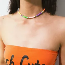 Модное мягкое керамическое колье Серфер ожерелье для женщин воротник красочный Неон Бусы из полимерной глины ожерелье s Boho Шея колодки vsco ювелирные изделия