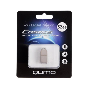 

USB flash drive Qumo Cosmos, 32 GB, USB2.0, read up to 25 Mb / s, storage up to 15 Mb / s, metal case, silver 5385970