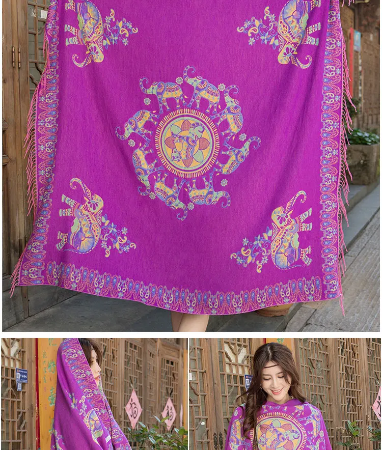 Подходит ко всему, женское пончо платки и Обертывания Дамы пашмины шаль утолщенный шарф палантины теплые Feminino пончо Накидки теплое одеяло