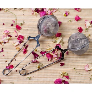 

Stainless Steel Sphere Mesh Tea Strainer Handle Tea Ball Kitchen Gadget Coffee Tea Bag Spice Filter Diffuser Tea Infuser