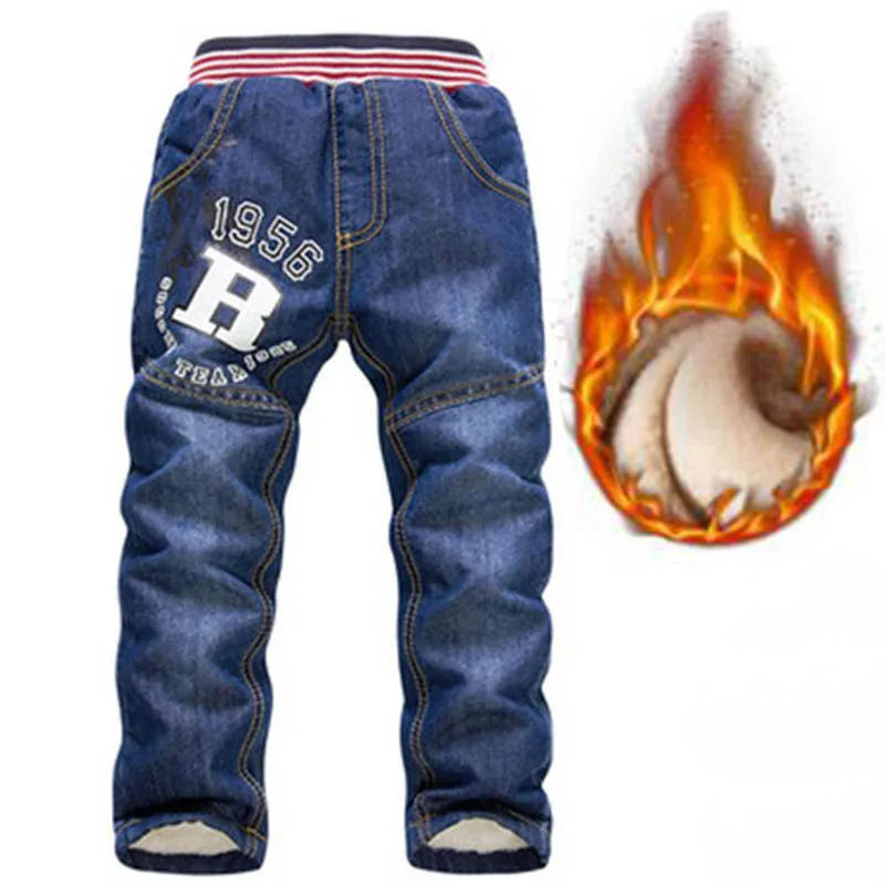 Children Jeans boys Girl Winter Quality Thicken Warm Cashmere Denim Trousers Baby boys Casual Pants Kids Fashion Denim Pant - Цвет: picture color