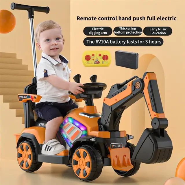 Children'S Excavator Toy Car Electric Remote Control Excavator Kids'S Ride-On Toys Tricycles For Children Freestyle Kick Scooter 1
