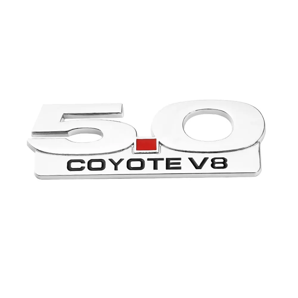 Серебристый 1 шт., Металлическая Эмблема для автомобиля, COYOTE V8 5,0, наклейка, значок, логотипы, наклейка, подходит для большинства автомобилей - Название цвета: Серебристый