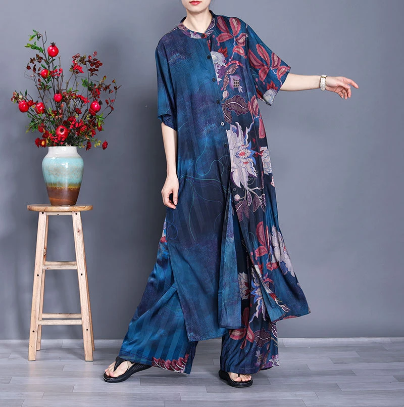 2020 Women Loose Printed Long Tops 