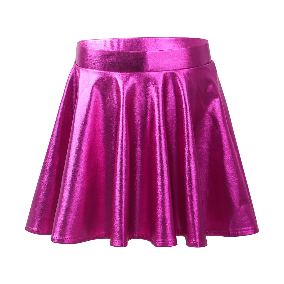 

Kids Girls Ballet Dance Skirts Glossy Metallic Flared Pleated A-Line Mini Skirt Children Fashion Jazz Dance Gymnastics Skort