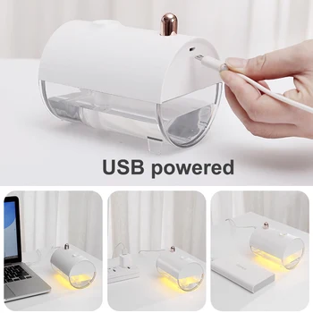 

250ML Air Diffuser Household Portable Shape Design Humidifier With Warm USB Charging Submarine Boat White LED Night Light