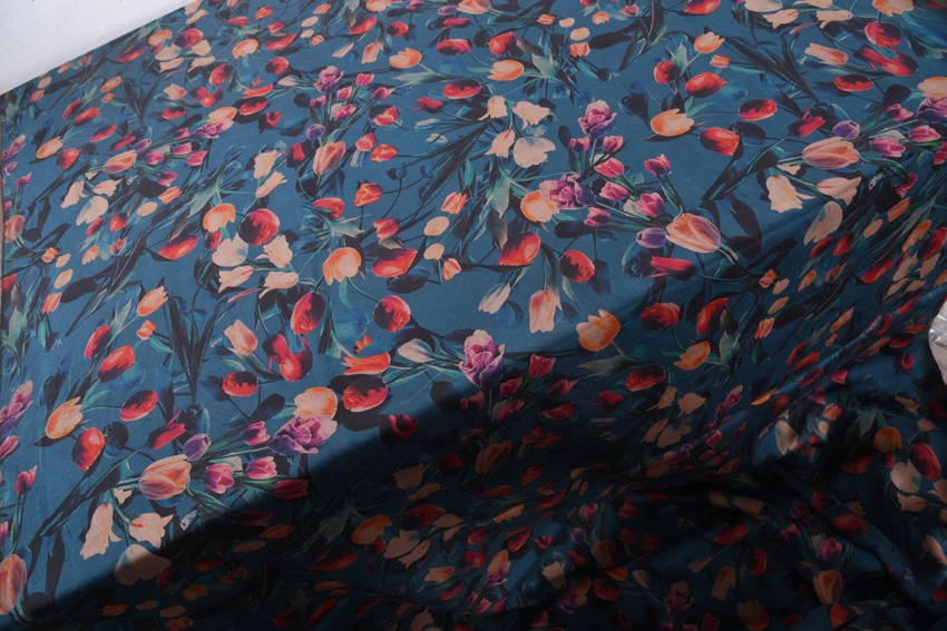 Абстрактный узор, картина, полный шелк, сатин, тюльпан, шелк, облако, пряжа, лето, шелк, сатин, Скорпион, ткань, 1,1 м, ширина, специальная цена