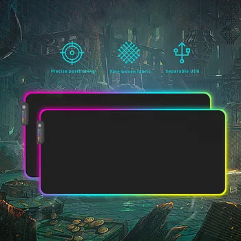 

Vococal Besegad 31 x 12 Inch Large USB Wired LED RGB Colorful Lighting Gaming Mouse Pad Non-Slip Laptop Computer Mice Mat black