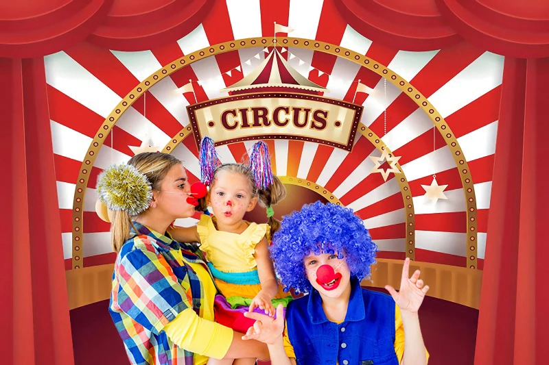 Photo Backdrop Circus Theme Party Newborn Baby Birthday Carnival Clown Play Show Children Portrait Photography