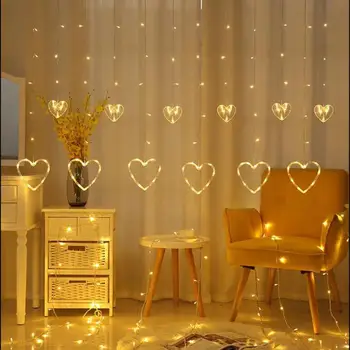 

LED string lights in the shape of heart curtain Christmas led wedding Valentine Day Party fairy lights