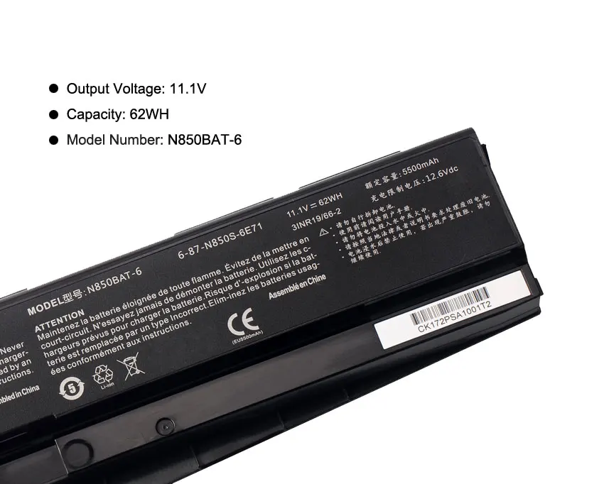 Kingsener-bateria para Laptop Bateria para Laptop Clevo N850 N850hc N850hj N870hc N870hj1 N870hk1 N850hj1 N850hk1 N850hk1 N850h 11.1v 62wh 5500mah Baterias p/ laptop - Imagem 4