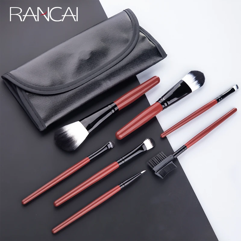 

Professional 7pcs Red Makeup Brushes Powder Foundation Blusher Face Kabuki Brush pincel maquiagem Cosmetics Tools Goat Hair