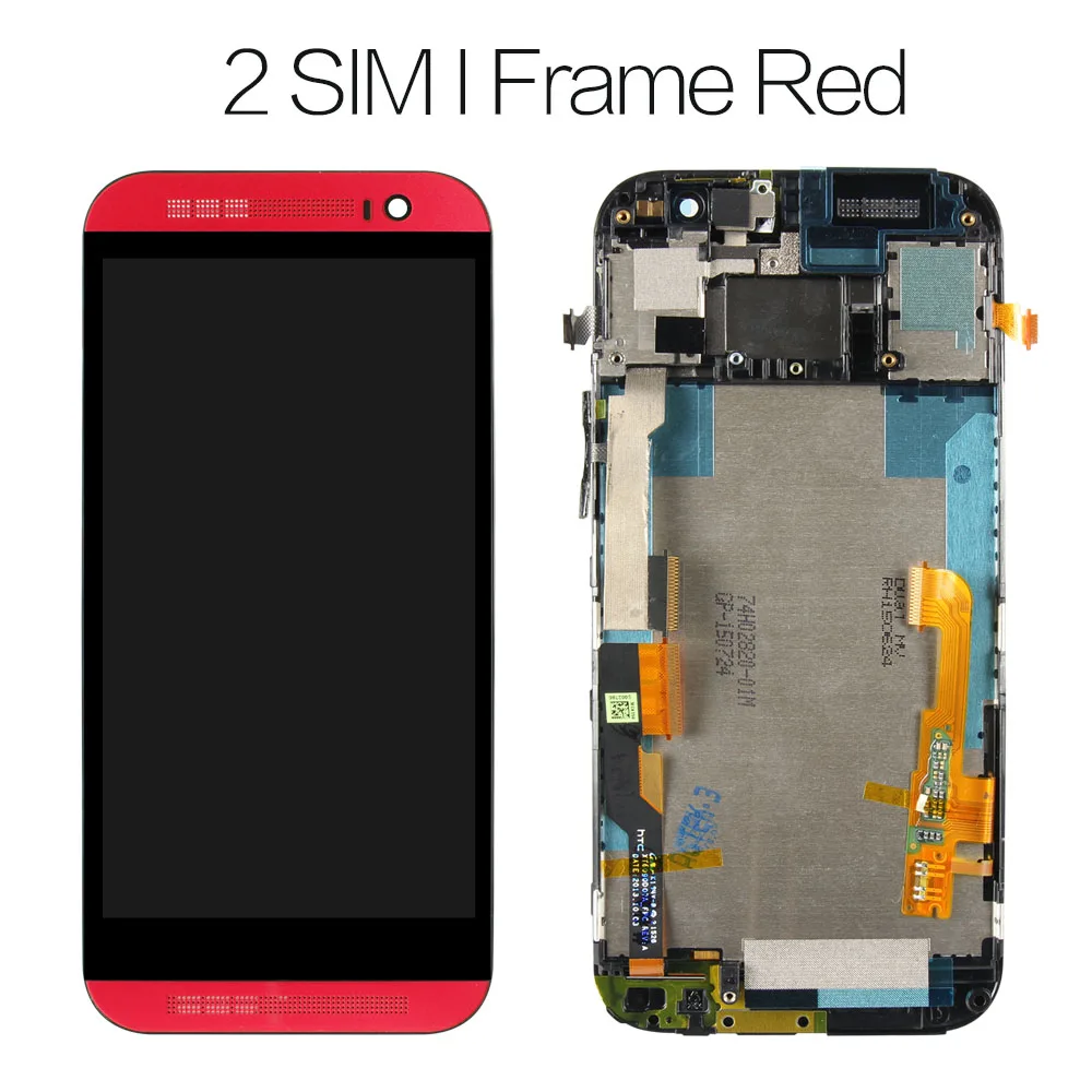 " 1920X1080 дисплей для htc ONE M8 lcd кодирующий преобразователь сенсорного экрана в сборе запасные части M8 дисплей 831c - Цвет: 2 SIM Frame Red