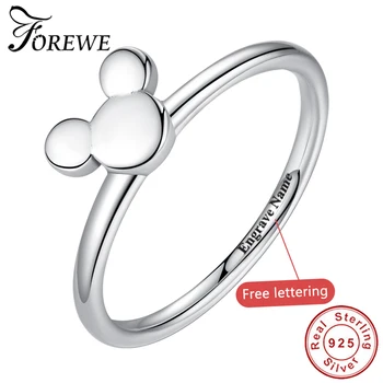 

Authentic 100% 925 Sterling Silver Trendy Mouse Cat Cubic Zircon Crystal Women Wedding Band Rings Jewelry