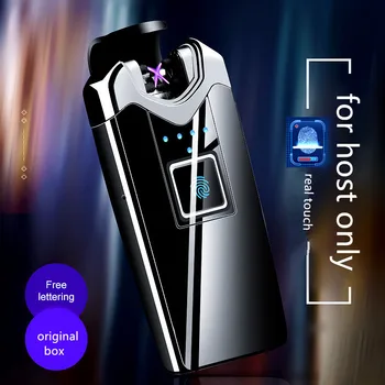 

2020 Fingerprint Recognition Electronic Pulse Usb Recharge Sense Touch Electric Arc display power Lighter for Father's Day