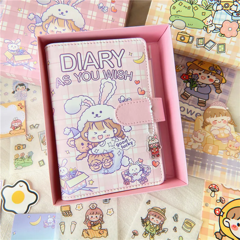 Kawaii DIY Дневник для девочек ручной работы блокнот с листьями A6 красочные страницы