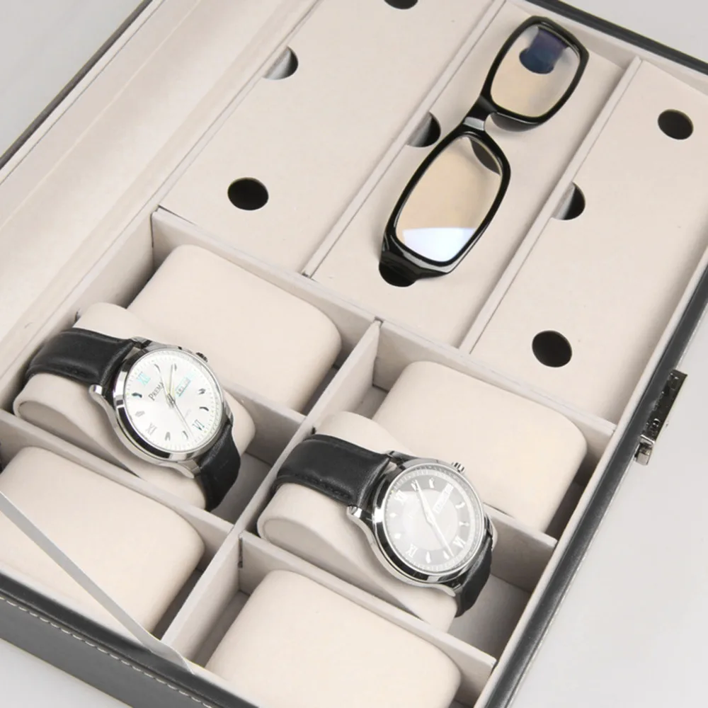 1Pcs Professional Black Quality PU Leather 10Grid Wrist Watch Display Box Jewelry Storage Holder Organizer Case 1Pcs Professional Black Quality PU Leather 10Grid Wrist Watch Display Box Jewelry Storage Holder Organizer Case