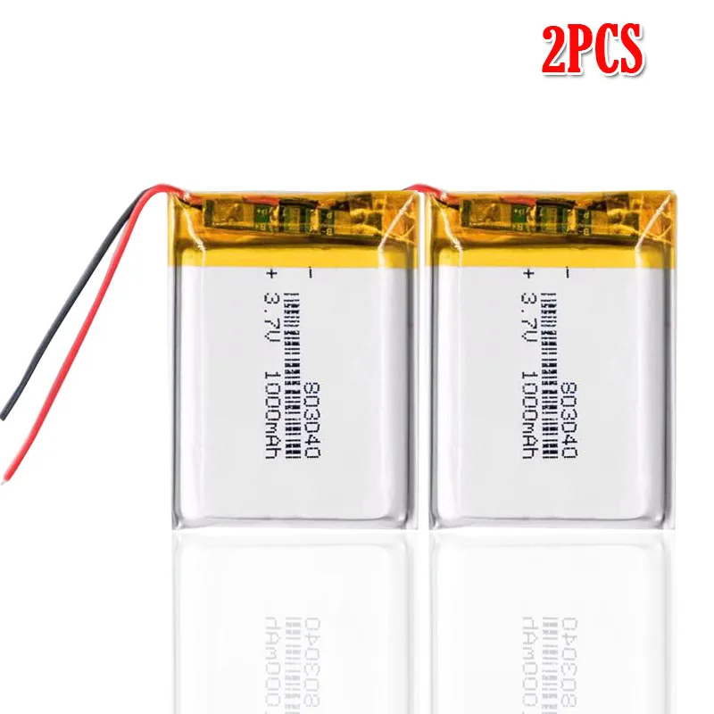 3,7 в 1000 мАч 803040 литий-ионный аккумулятор для gps psp mp3 mp4 mp5 Bluetooth динамик звук мобильный Карманный ПК электронные книги сотовый - Цвет: 2pcs
