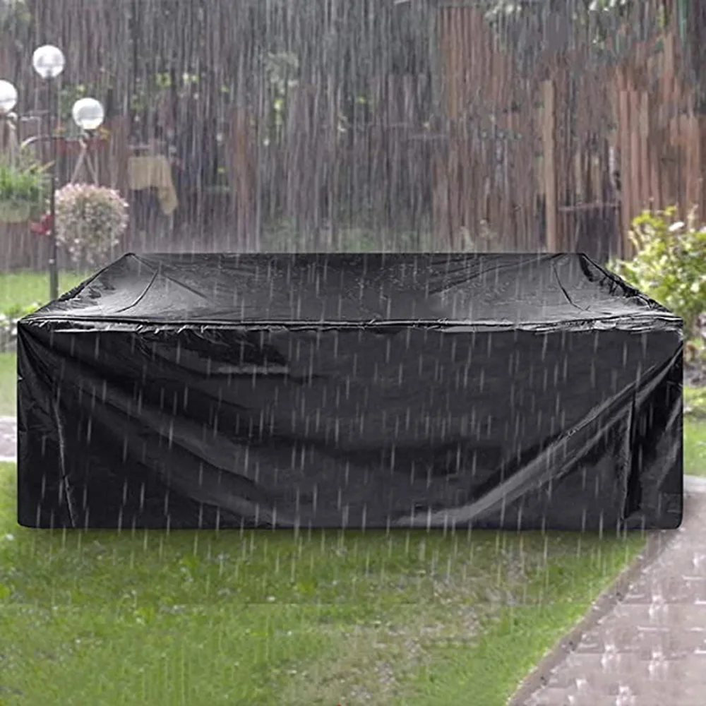 

75 Sizes Furniture Waterproof Cover For Rattan Table Cube Chair Sofa Rain Garden Patio Protective Cover Black and Silver