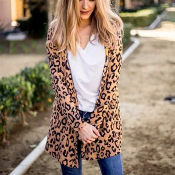 

Vicabo 2019 Women Long Sleeve Casual Leopard Cardigans Coats Ladies Loose Female Fashion Elegant Outwear Cardigan