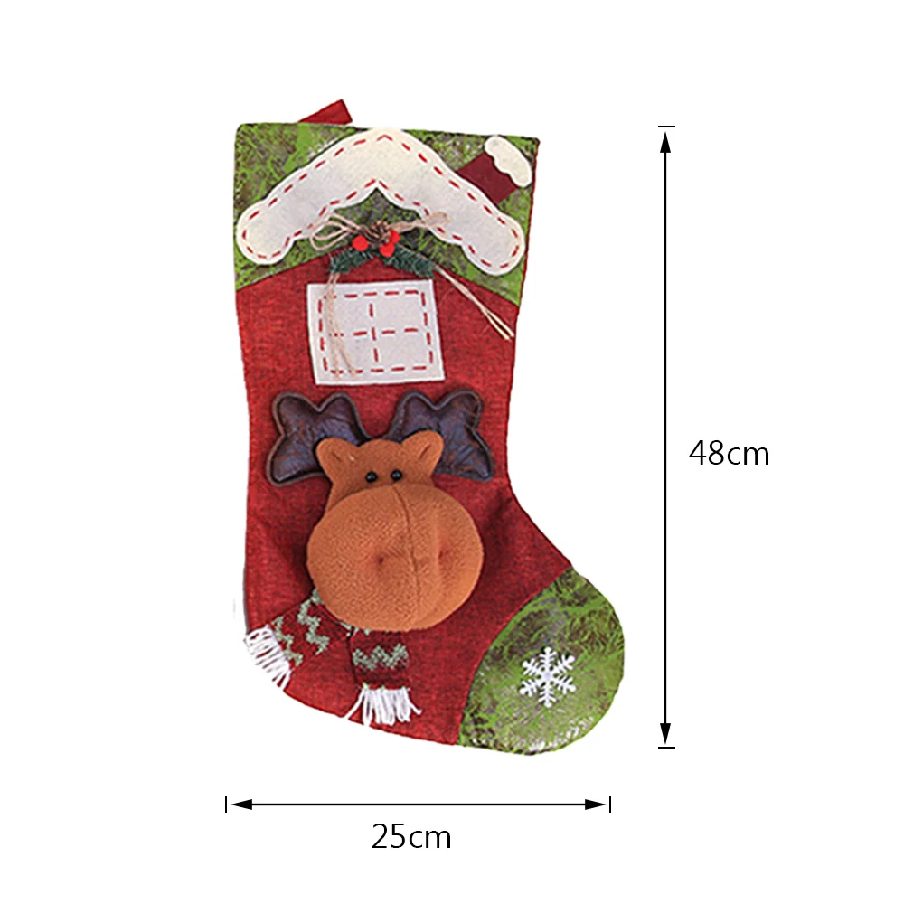 1PC L large Рождественские чулки Санта-Клауса, Рождественский носок для подарков, висячие украшения, держатели для подарков, украшения для рождественской елки, детский Подарочный мешок для конфет - Цвет: 1PC L large