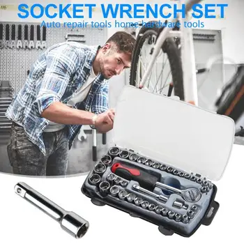 

40pcs Multi-function Combination Wrench Ratchet Excellent Carbon Steel Spanner Vehicle Car Repair Tools with 13 Inch Sleeves