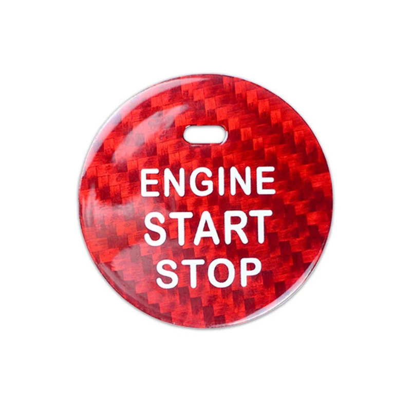 Carbon Fiber Car Engine Start Stop Button Cap Interior Trim Cover for
